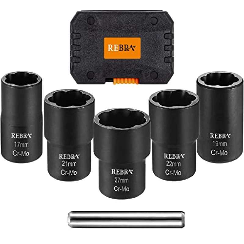 Promo REBRA Nut Bolt Extractor Set with Center Punch Bar, Easy Out Lug