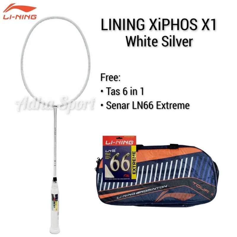 Promo Lining XiPhos X1 / XiPhos X1 White Silver Raket Badminton