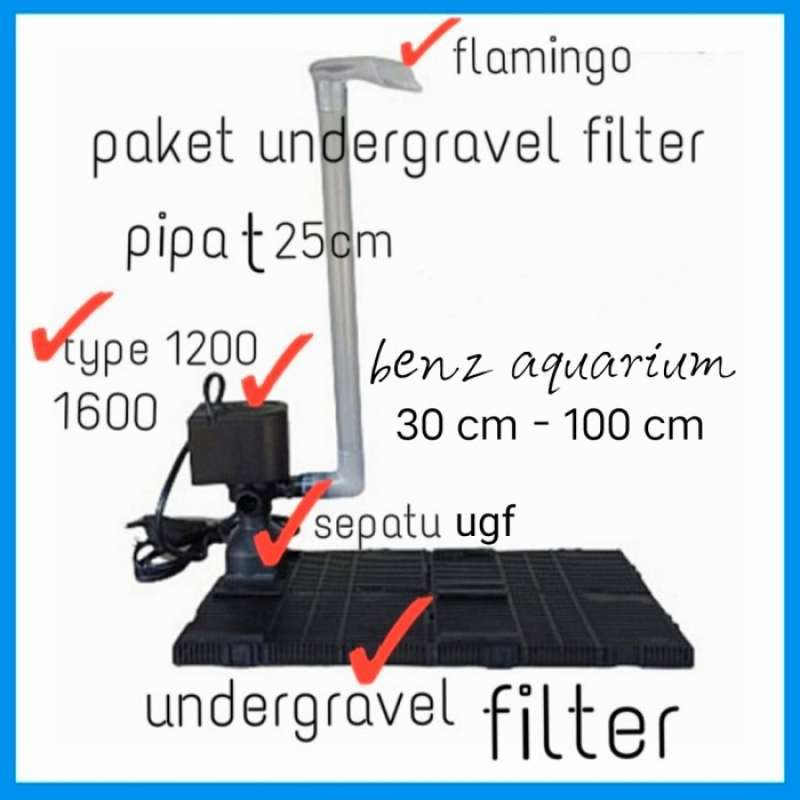 Promo Free Ongkir Paket Filter Lengkap Undergravel Filter 30 100 Cm