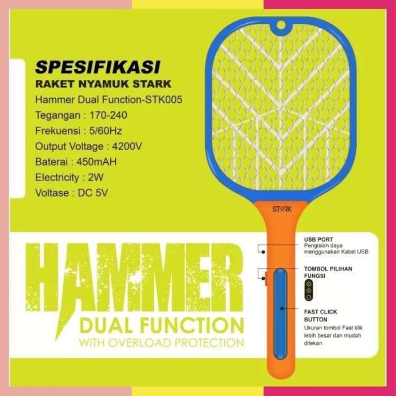 Promo Premium Stark Raket Nyamuk STARK STK005 Raket Nyamuk Stark 005