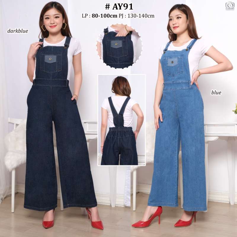 Jual Overall celana kulot AY-91 depan DADA ada Kantong bahan jeans