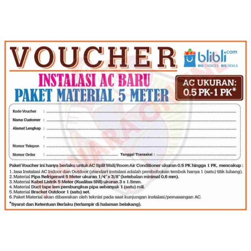 Promo Menara Online Voucher Jasa Pasang AC [Area Jabodetabek/ 0.51 PK