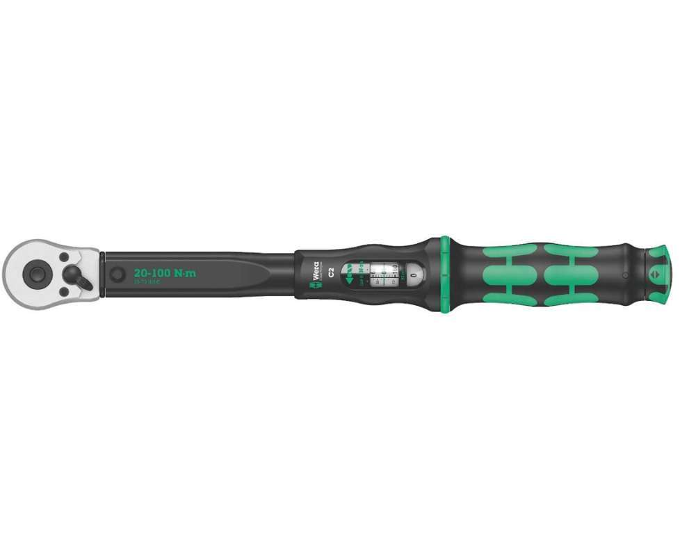 Wera Click-Torque C 2 Clé Dynamométrique 1/2" 20-100 Nm - Précision +/-3%, Cliquet 45 Dents, Réglage Facile