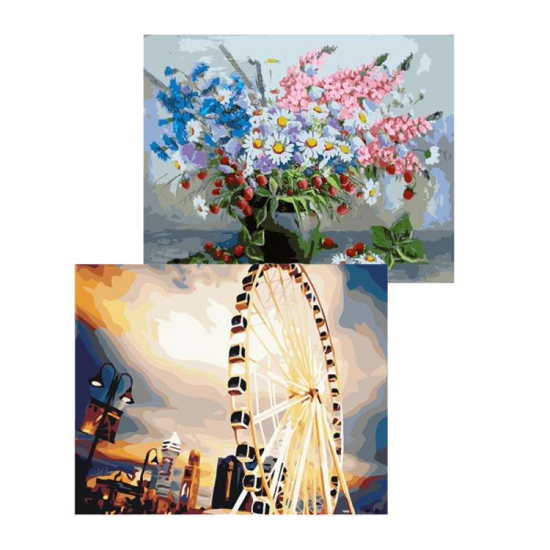 Jual 2 Sets Diy Paint By Numbers, Oil Painting Kit For Kids & Adults