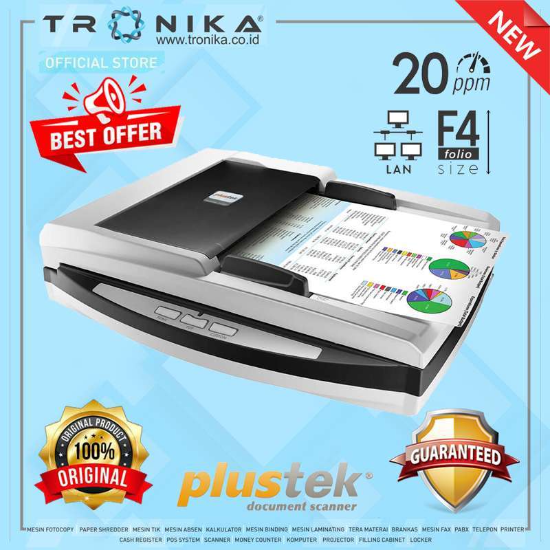 Jual SCANNER DOKUMEN PLUSTEK SmartOffice PL4080 Automatic Document
