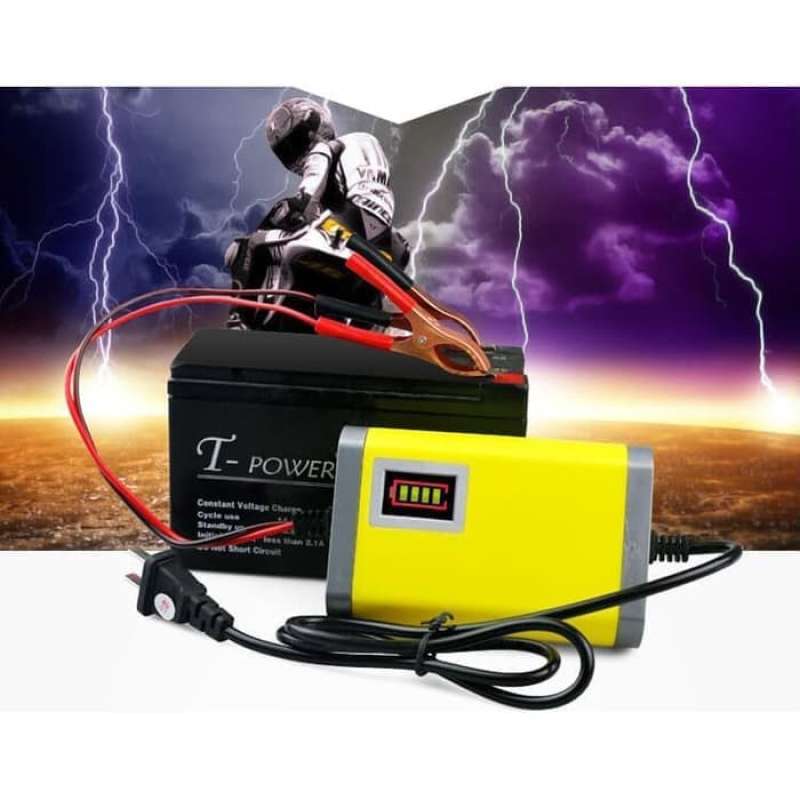 Jual Alat Cas Aki Motor / Charger Aki Motor 12 Volt Portable Mudah Di