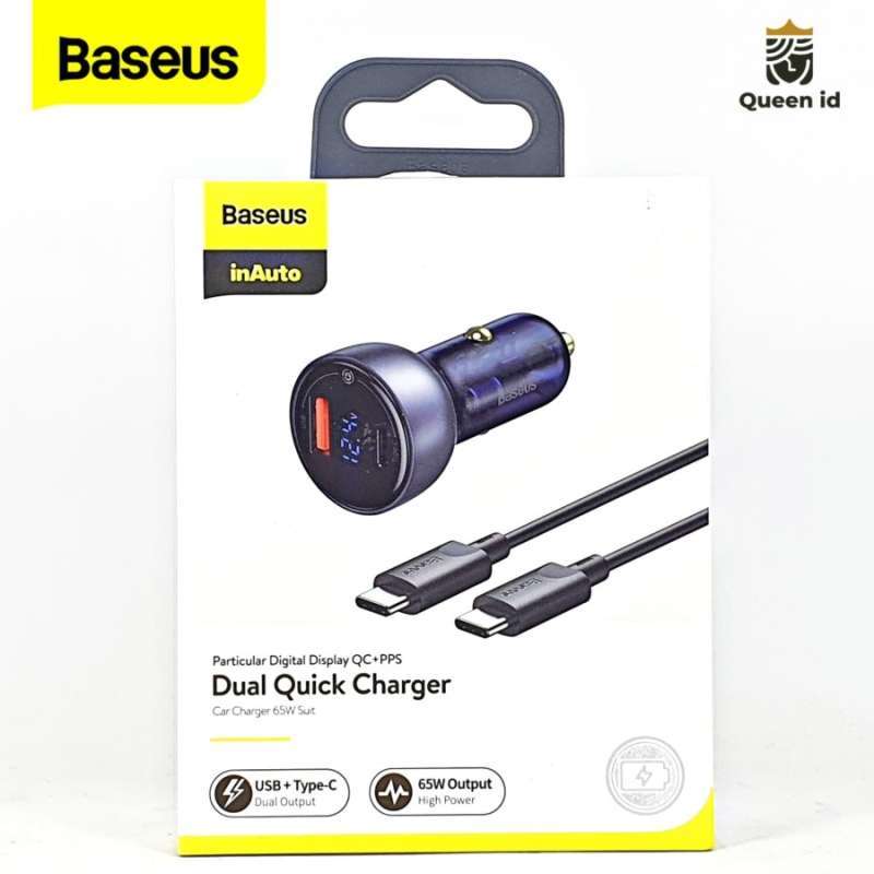 Jual Baseus Car Charger 5A 65W Fast Charging PD Dual Output USB TYPE C