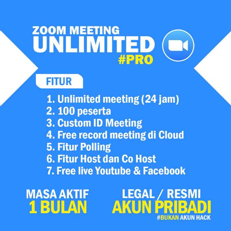 Jual [TERMURAH] Zoom Meeting Pro : 100 Peserta Online