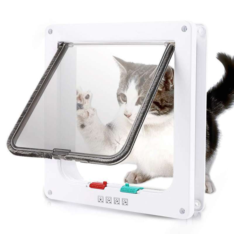 Promo 4Way Locking Pet Door Frame Lockable Dog and Gate Cat Flap Door