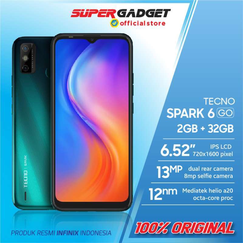 Jual Tecno Spark 6 Go Ram 2GB Rom 32GB 4G Garansi Resmi