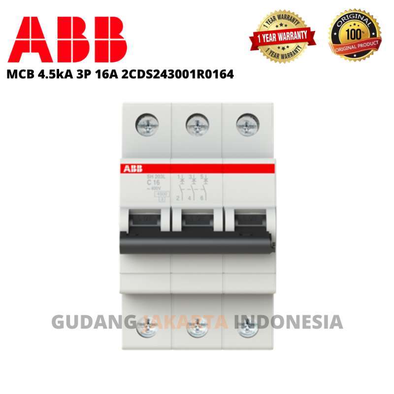 Jual ABB MCB 4.5kA 3P 16A SH 203 L-C16 2CDS243001R0164 di Seller GUDANG ...