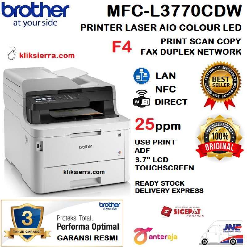 Jual BROTHER MFCL3770CDW Printer Laser Colour AIO Duplex Fax WiFi
