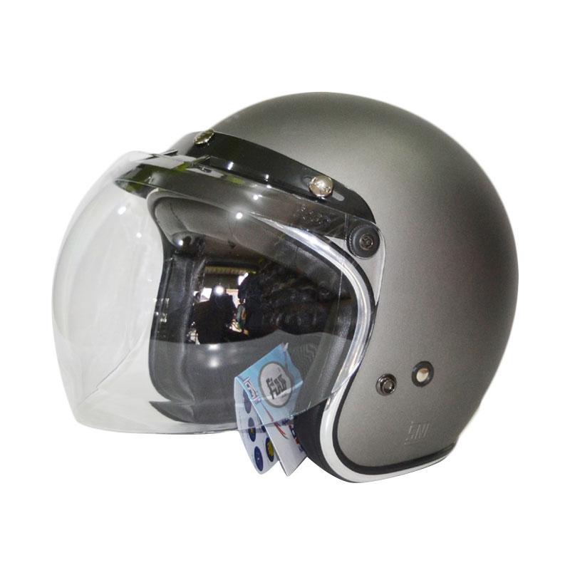 Jual Fino Helmet Retro Barcode List Chrome New Helm Half