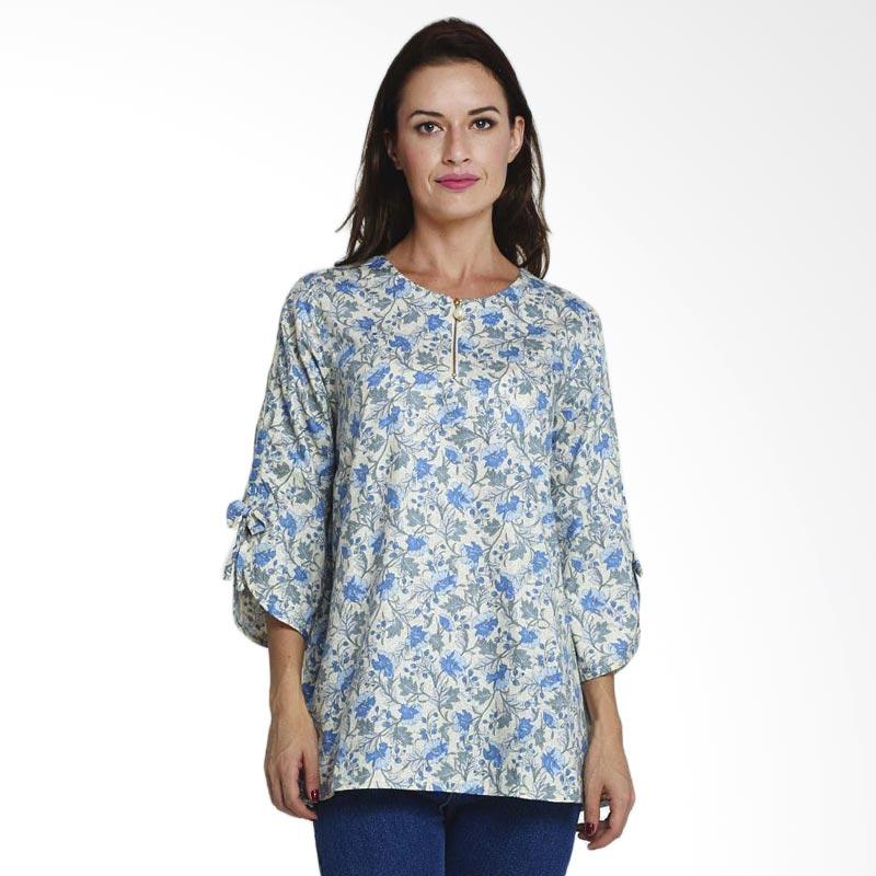 jual beyounique flowerty blouse atasan wanita blue jual beyounique flowerty blouse atasan wanita blue