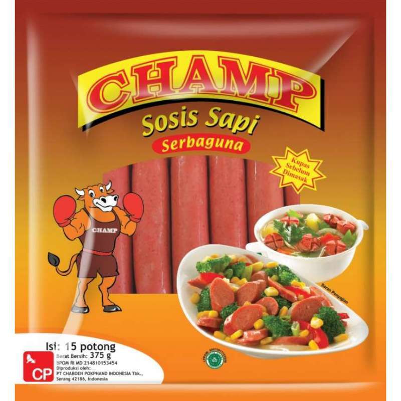 Jual SOSIS SAPI CHAMP BEEF SAUSAGE SERBAGUNA 375GR HALAL di Seller