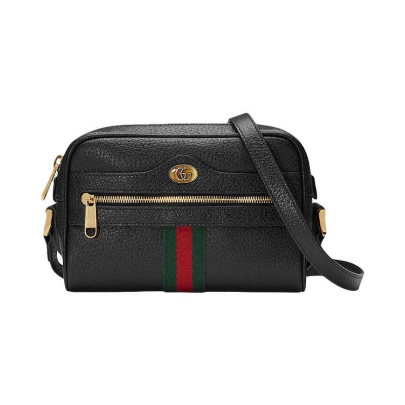 Jual Gucci Ophidia Mini Leather Shoulder Bag Black (Red Green Stripe