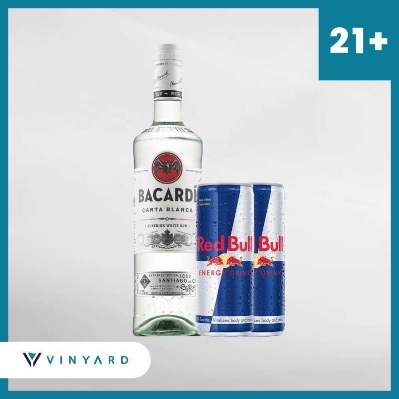 Jual PROMO BUNDLING Bacardi Carta Blanca Light Rum 750ml + 2 Red Bull