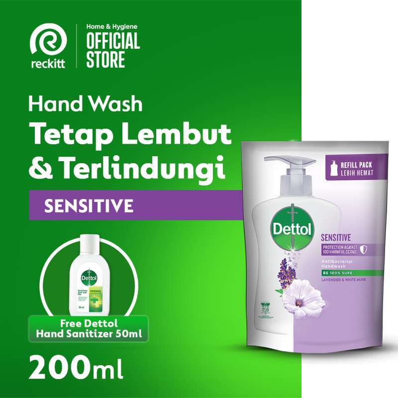 Jual Dettol Sensitive Handwash Pouch [200 mL] Free Dettol Hand