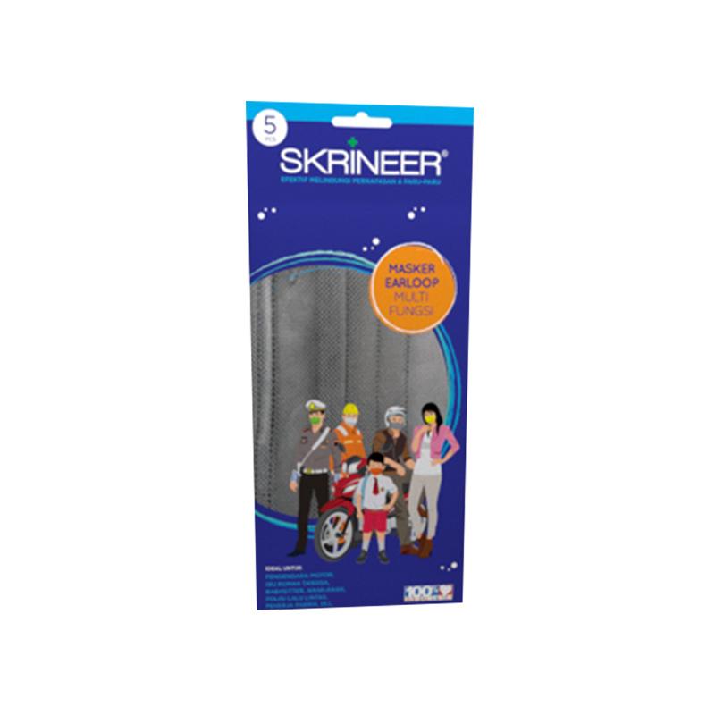 Jual Skrineer Earloop Masker - Grey [5 Sheets/ 1 Ply