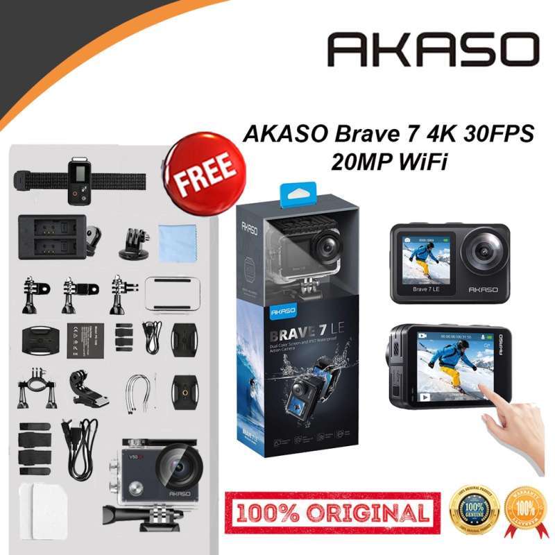 Promo AKASO Brave 7 4K 30FPS 20MP WiFi Action Cam EIS Touch Screen Camera Diskon 10% di Seller