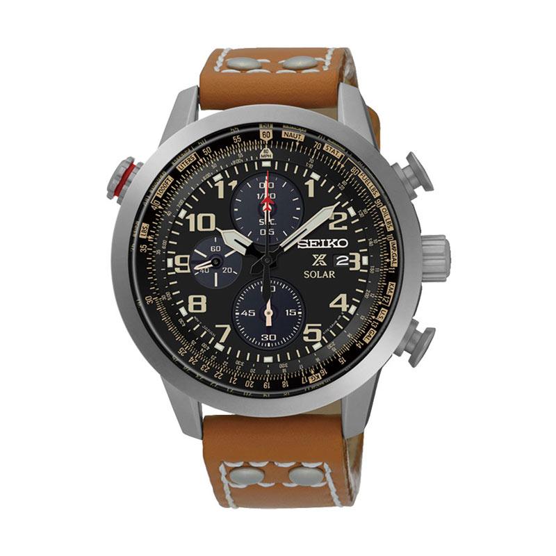 Jual Seiko Prospex Sky Solar Chronograph Black Dial Brown