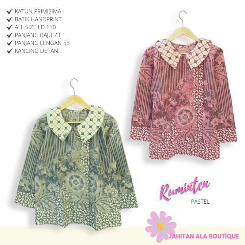 Jual Ruminten Pastel - Blouse Batik Cocok Untuk Kerja Kantoran - XXL