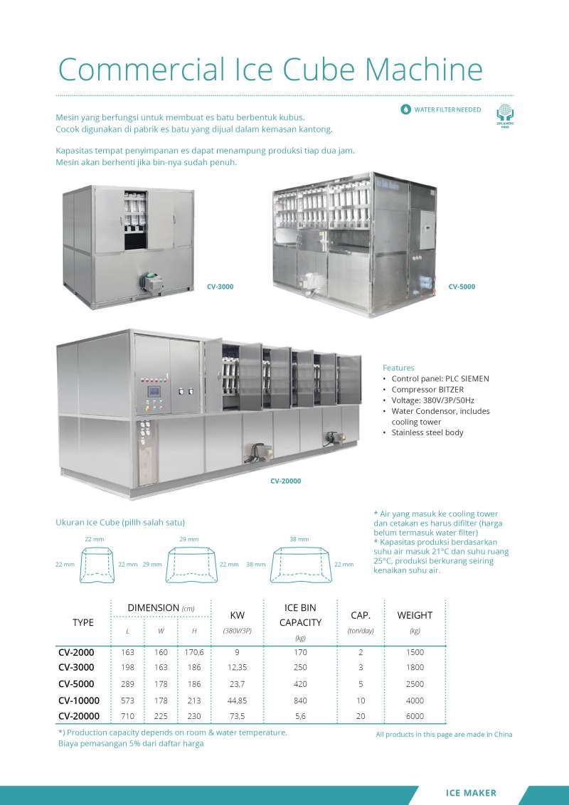 Promo COMMERCIAL ICE CUBE MACHINE GEA TYPE CV10000 Diskon 19 di
