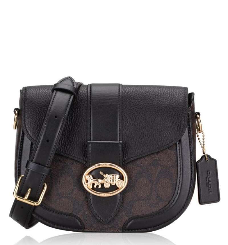 Jual Coach Saddle Bag In Signature Canvas Brown Black di