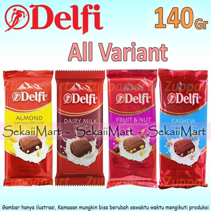 Promo DELFI Chocolate Bar All Variant 140g Cokelat Almond Casew Dairy