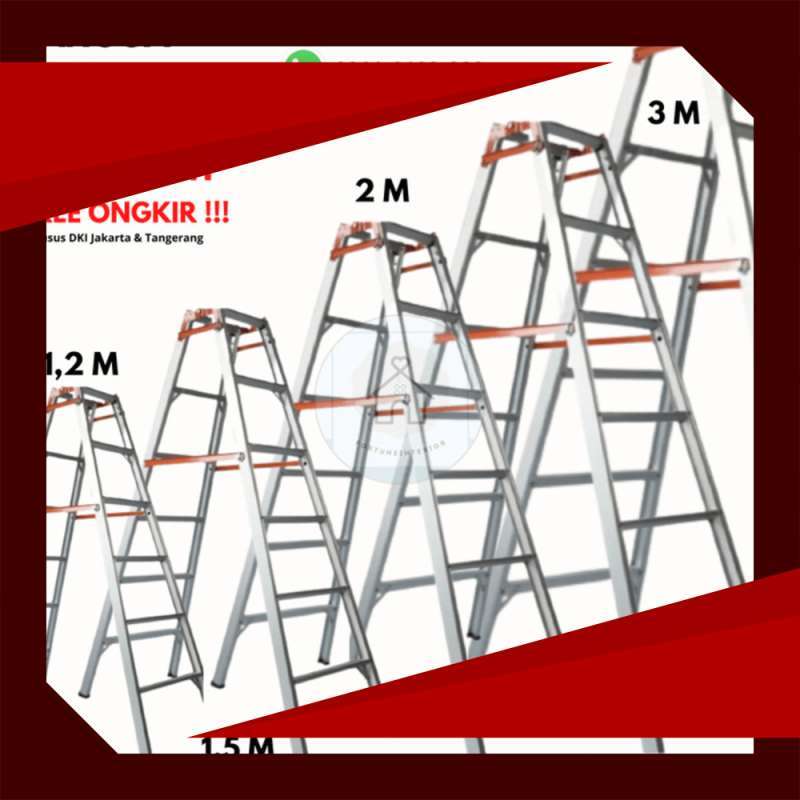Promo Hemat Tangga Lipat Aluminium 3 Meter Bahan Tebal & Kokoh Kualitas