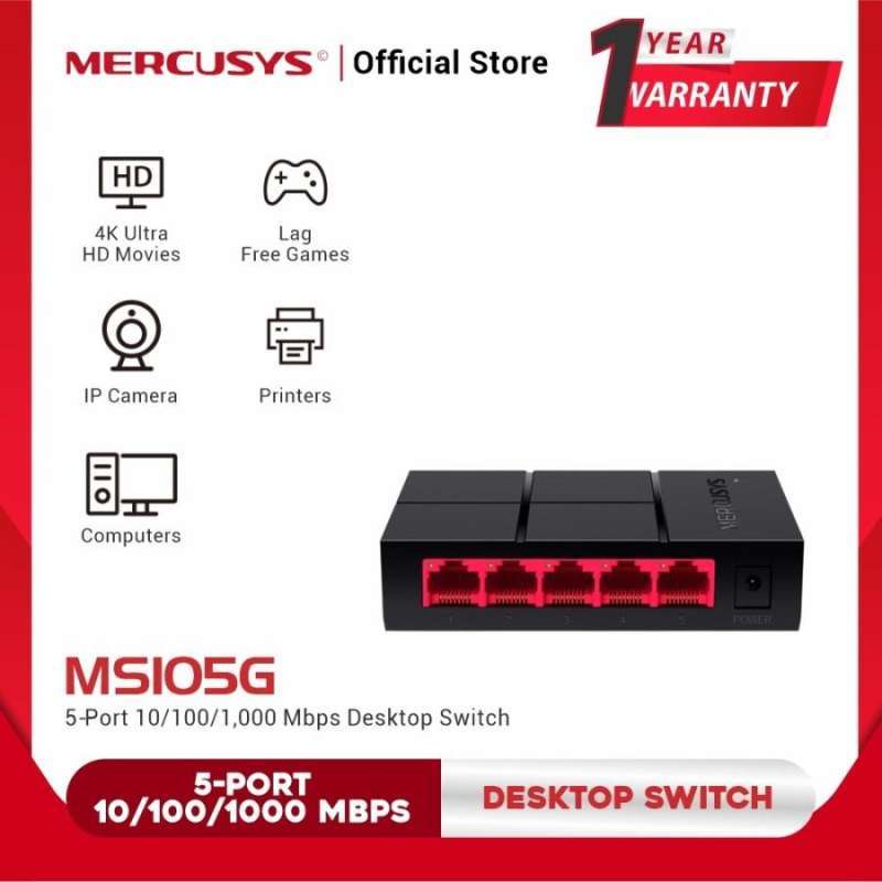 Jual DESKTOP SWITCH HUB MERCUSYS MS105G 5PORT GIGABIT HUB SWITCH di