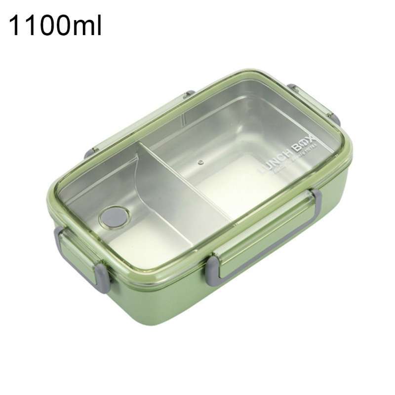 Jual 1100ml Portable Seal Lunch Box Separate Grid Bento Food Holder Container Green Stainless