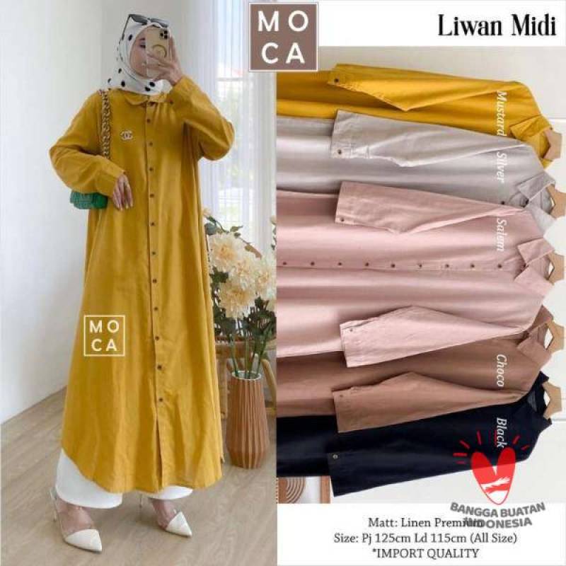 Jual LIWAN MIDI DRESS TERBARU 2022 GAMIS MIDI KOREAN STYLE LD 115 JUMBO