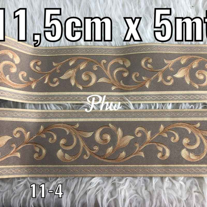 Jual WALLPAPER BORDER LIST DINDING MOTIF KLASIK ABU EMAS GOLD MEWAH