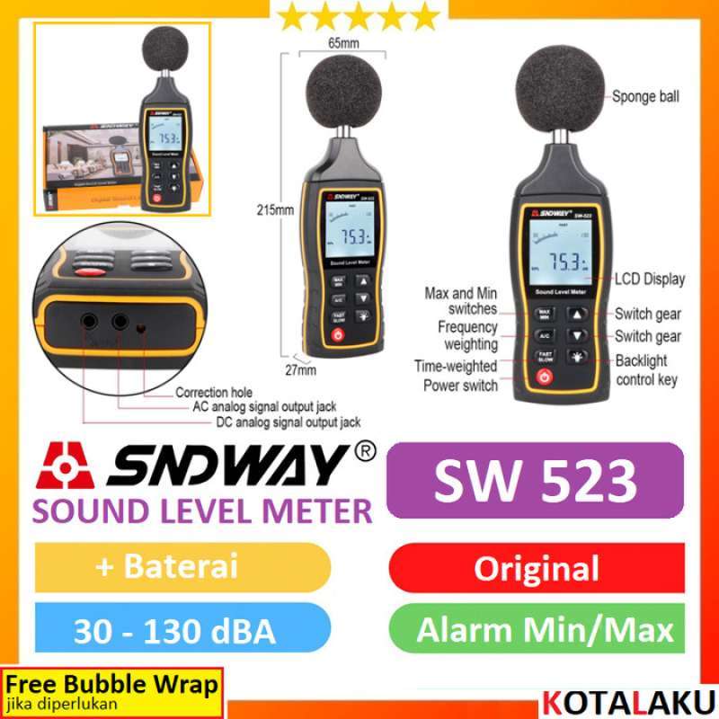 Jual Sound Level Meter Sndway SW 523 Digital Lux Meter Sndway SW 582 di ...
