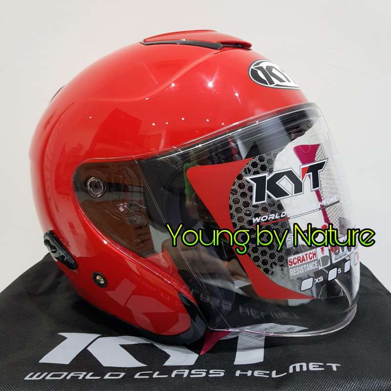 Jual Helm Half Face KYT Kyoto Solid Red Gloss di Seller Young by Nature