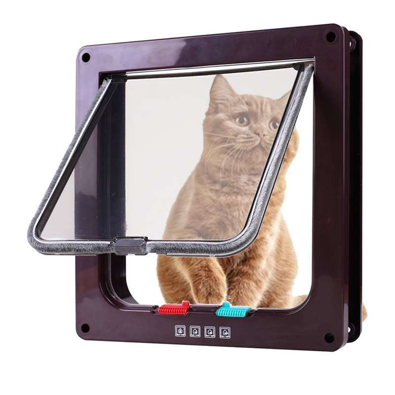 Promo 4Way Locking Pet Door Frame Lockable Dog and Gate Cat Flap Door