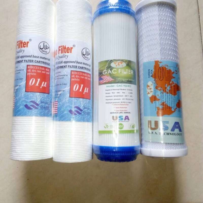 Jual Paket Filter Saringan Air Mesin Ro,depot Isi Ulang,filter Rumahan Isi 4pcs Di Seller Angel