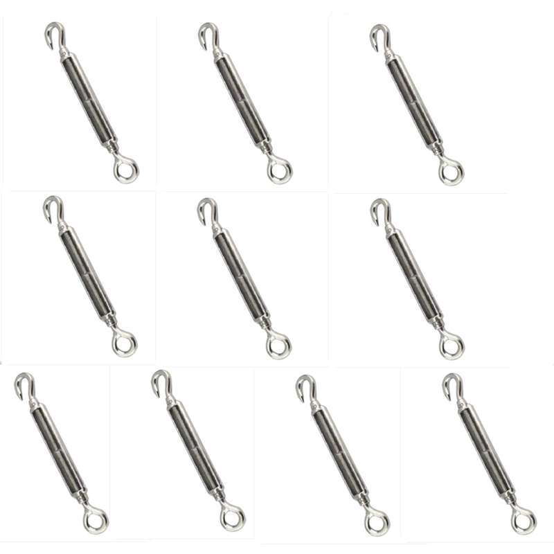 Cable Tensioning Turnbuckle M10 Eye & Eye Turnbuckles – 304 Stainless Steel, 9-14 Inch Adjustable, Pack Of 6 For Cable & Rope Tensioning Adjustable Rigging Hardware - View #11