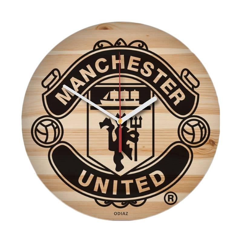 Jual Odiaz Motif Kayu Manchester  United  Jam Dinding Murah 