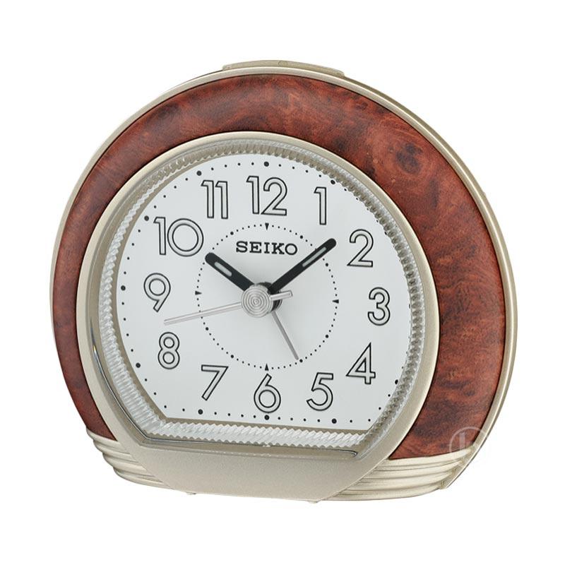 Promo Seiko QHE154B Lumibrite Quiet Sweep Analog Alarm Clock Brown