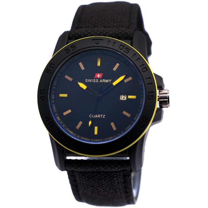 Jual Swiss Army Strap Kanvas Jam Tangan Pria - Hitam 0040 