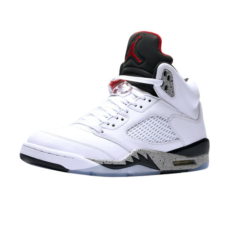 Jual NIKE  Air  Jordan  5 Retro Sepatu  Basket Pria White 