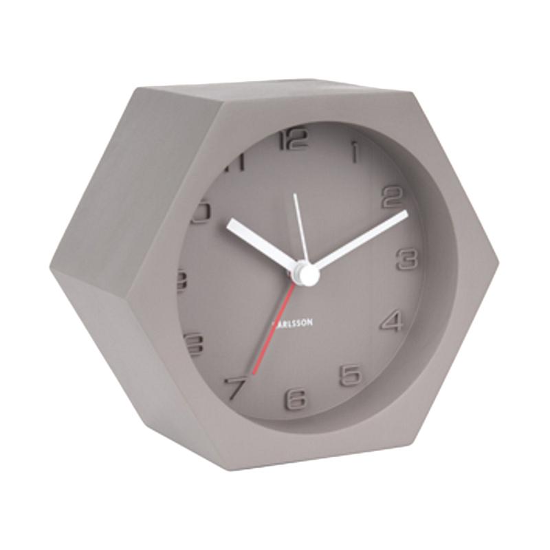 Jual Karlsson Hexagon Concrete Alarm Clock Dark Grey di Seller
