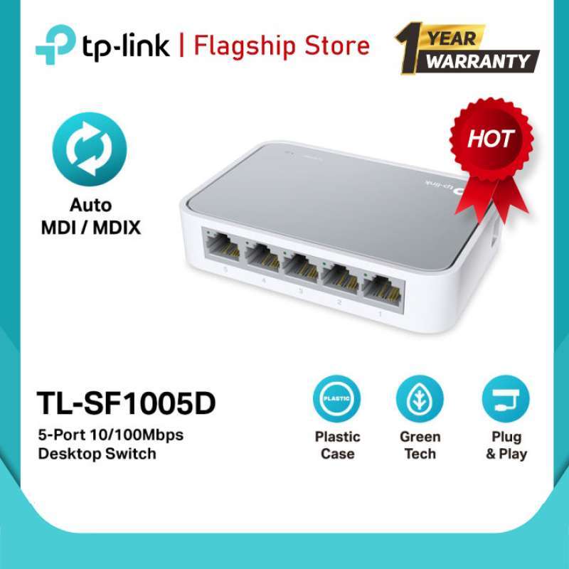 SWITCH HUB DI RETE TP-LINK TL-SF1005D 5 PORTE RJ-45 LAN ETHERNET 10/100 M - Foto 2