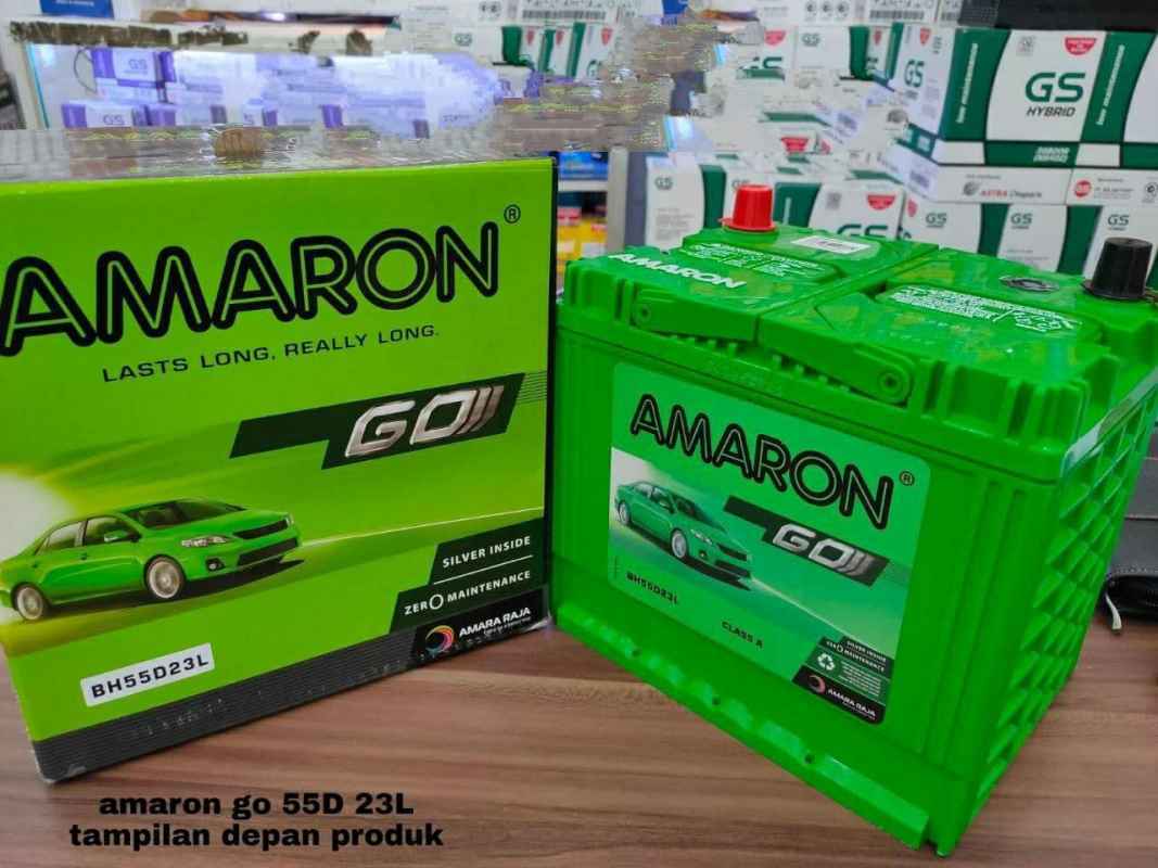 Jual AKI MOBIL MITSUBISHI MIRAGE AMARON GO KERING 55D23L 12V 60AH di