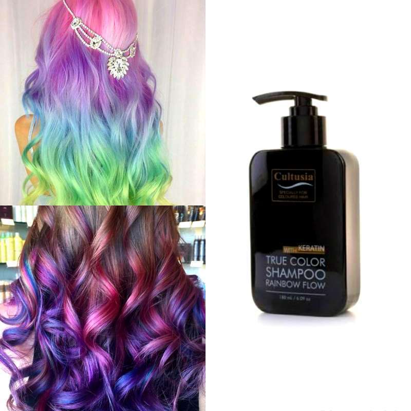Jual Cultusia True Color Shampoo Rainbow With Keratin / Mempertahankan