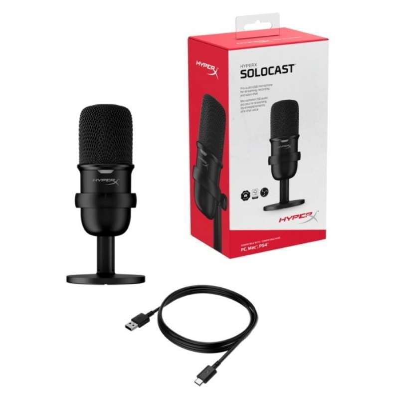 Jual HyperX SoloCast USB Gaming Youtuber Microphone HITAM di Seller