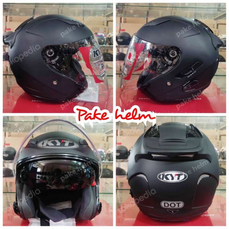 Jual HELM KYT GALAXY FLAT R HITAM BLACK DOF HELM KYT HALF FACE DOUBLE