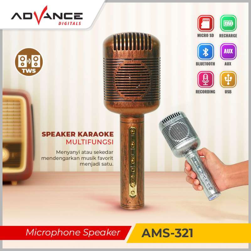 Jual Advance AMS321 Mic Karaoke Bluetooth Microphone Speaker Portable